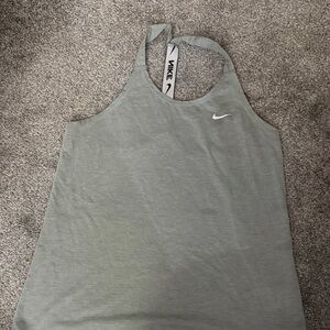 Nike Women's Olive Green Scoop Neck Racerback Tank with White Swoosh
